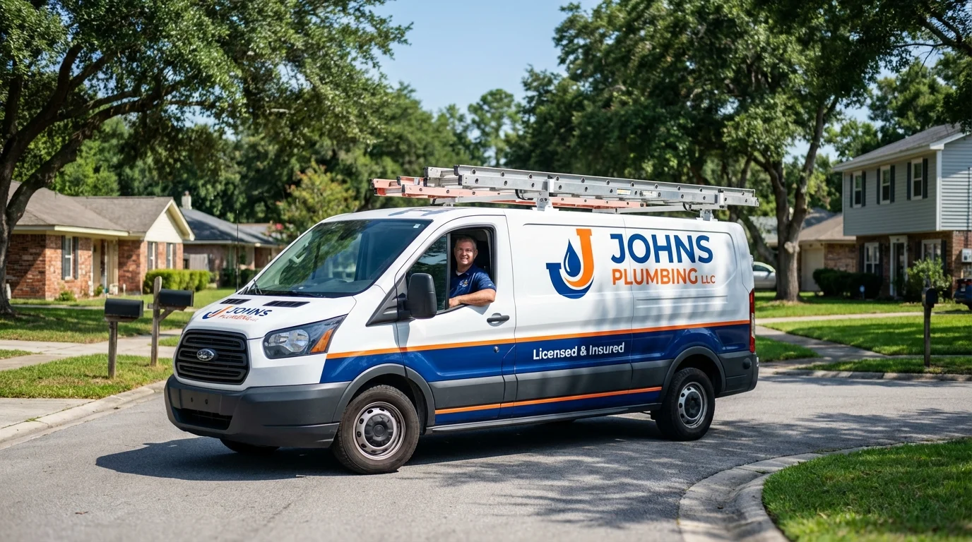 Johns Plumbing LLC service van in Edinburg, VA